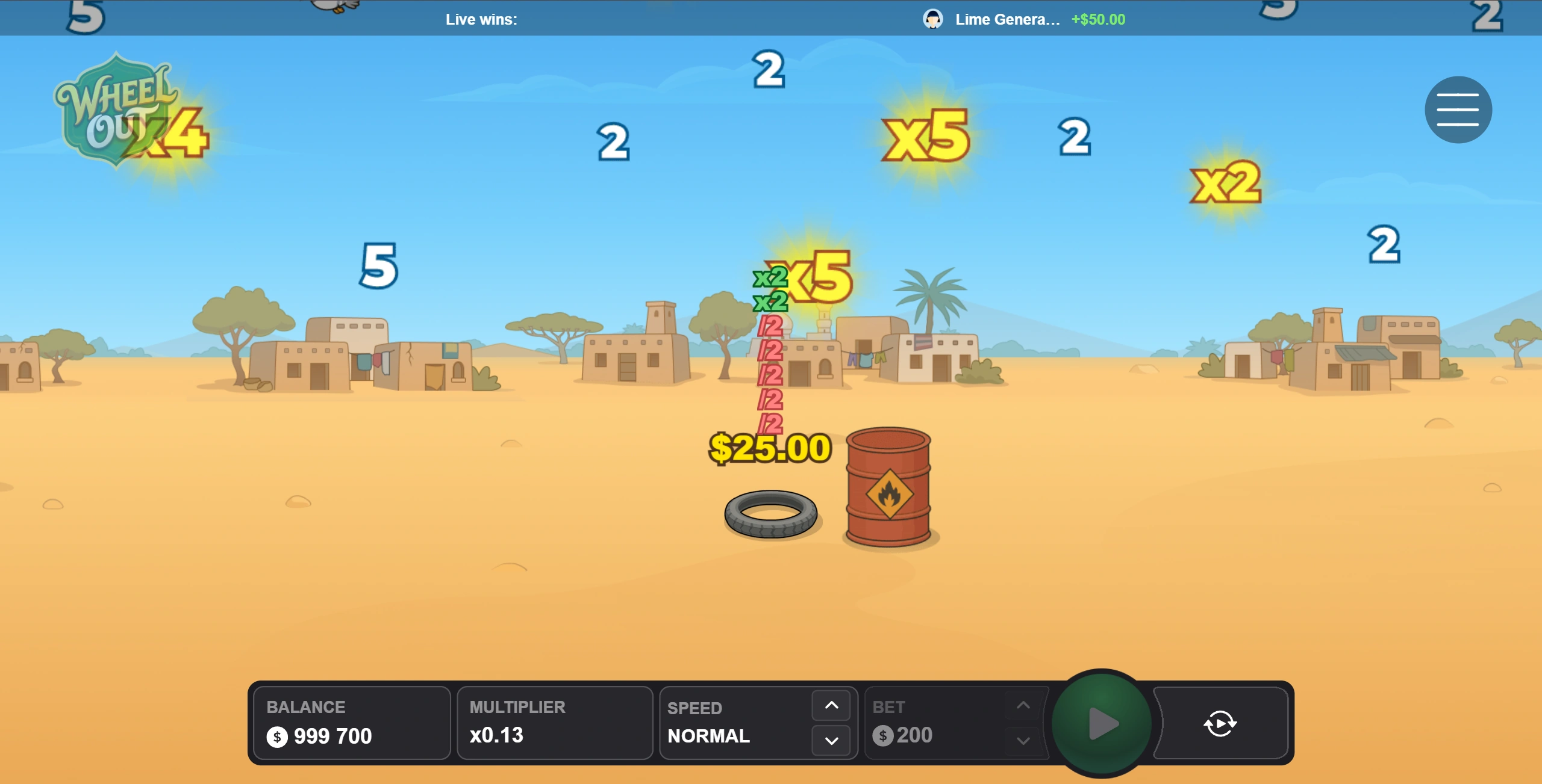 Wheel Out gameplay round